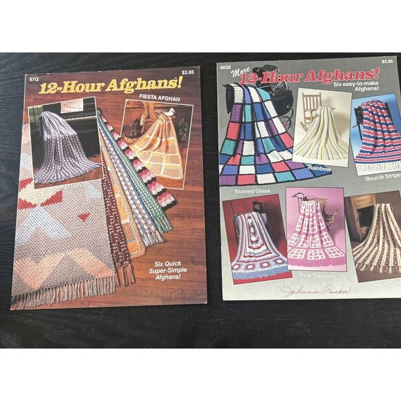 Lot of 2 Needlecraft Shop More 12 Hour Afghans 6 Easy To Make Crochet Patterns - Picture 2 of 7